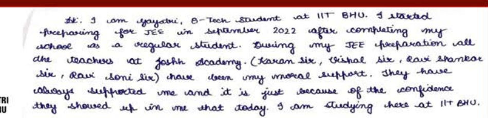 Handwritten letter by Gayatri