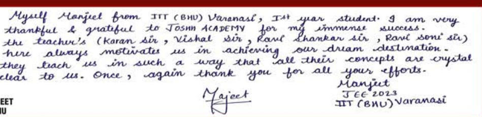 Handwritten letter by Manjeet